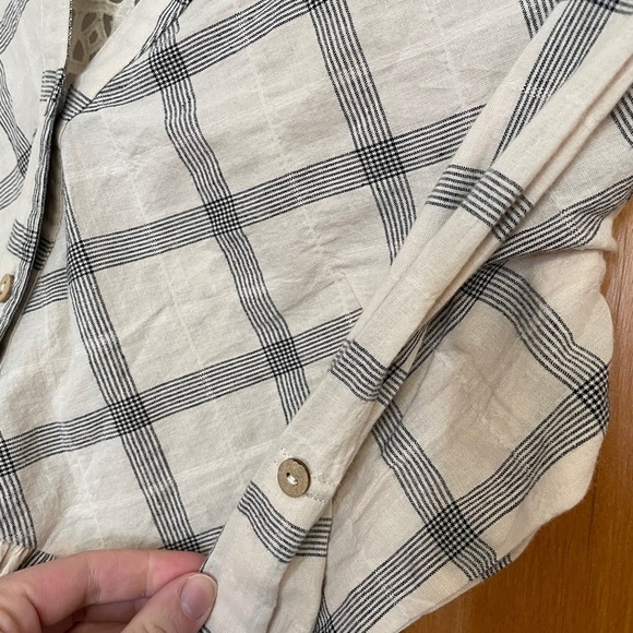 Miss Me Cream Plaid Mesh Button Up Blouse⭐️ - Picture 7 of 8